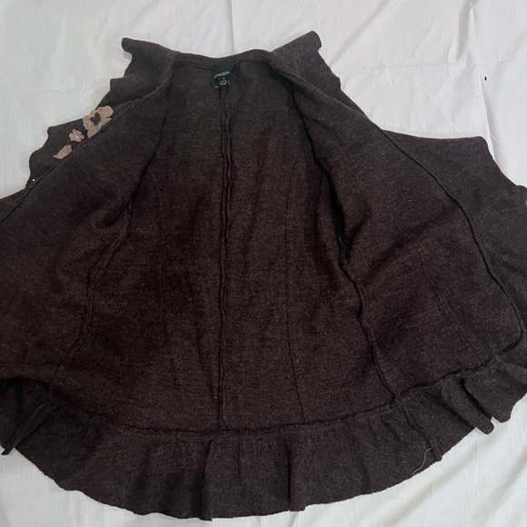 100% wool Cynthia Rowley Womens Ruffle Tie Waist Wool cardigan - Picture 4 of 4